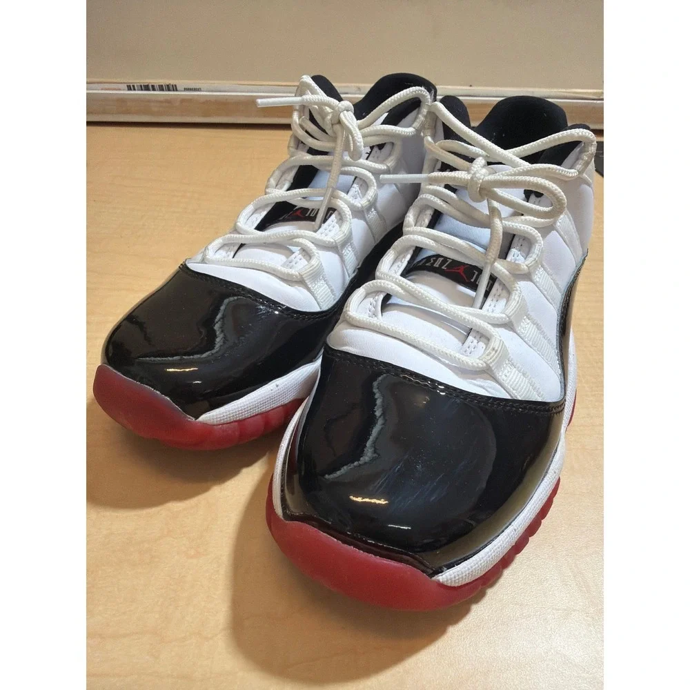 Nike Air Jordan 11 Retro Low Concord Bred White Black Red 528896-160 Mens 7Y